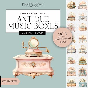 Music Box Clipart, Jewelry Box Clip Art, Antique Victorian, Vintage ...