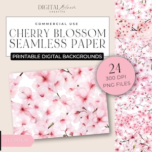 Patrón de flor de cerezo papel digital sin costura rosa primavera fondo álbum de recortes textura floral boda superposición tela flores clipart verano
