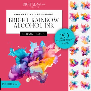Alkohol Tinte spritzt Clipart, Aquarell Splash Textur, Farbe Splatter PNG abstrakt, bunte Farbspritzer, kommerzielle Nutzung Sofort-Download