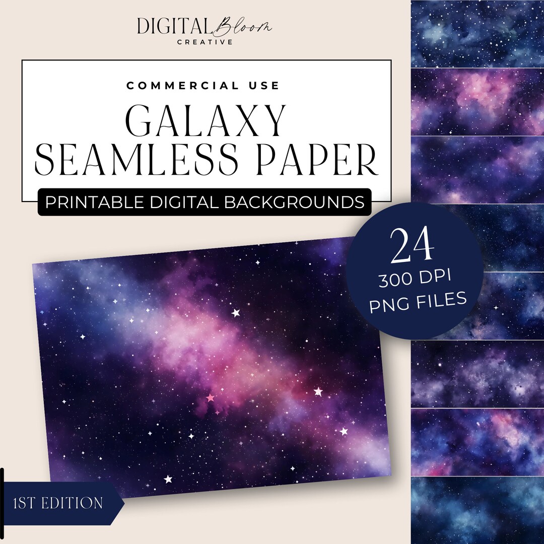 Galaxy Digital Paper Seamless Watercolor Pattern Background ...