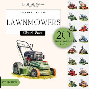 Rasenmäher Clipart Landschaftsbau PNG Aquarell Push-Rasenmäher Clip Art Gartengrafik Rasenpflege Gras Cutter Gartenarbeit Kommerzielle Nutzung