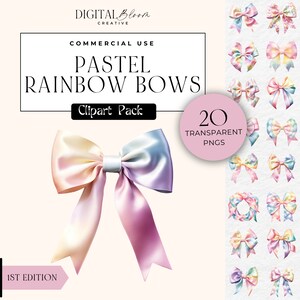 Noeud de coquette aquarelle arc-en-ciel pastel, ruban noeud Clipart Transparent png, clipart mariage album multicolore, usage Commercial