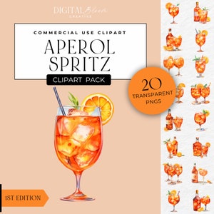Aperol Spritz Clipart, Orange Bar boisson PNG, boisson graphique Signature menu cocktail inviter Party Decor Images Clip Art usage Commercial