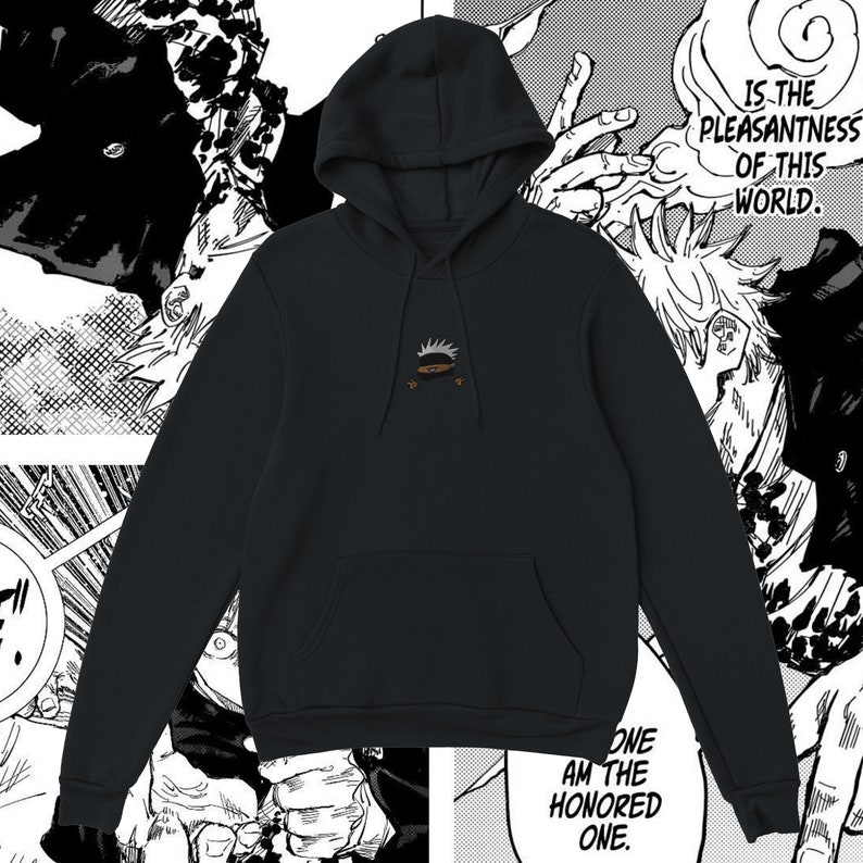 GrafikModa Siyah Anime Satoru Kapüşonlu Sweatshirt Unisex Anime Jujutsu GrafikModa Siyah Anime Satoru Kapüşonlu Sweatshirt Unisex Anime Jujutsu