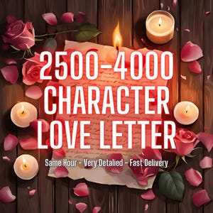 Carta de amor de 2500 caracteres, Carta de amor, Lectura de amor, Carta de amor psíquica, Lectura de tarot de amor, Lectura de amor a la misma hora, Carta de amor detallada