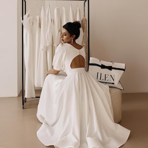 Midi wedding dress, elope dress, reception dress, tea length wedding dress, engagement dress, short wedding dress, wedding dress