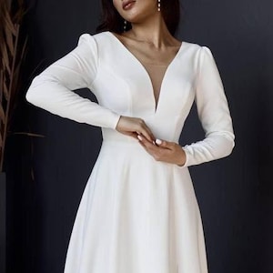 Midi bridal shower dress, formal wedding dress, short wedding dress, engagement dress, cocktail fairy wedding dress, elopement dress