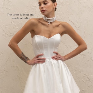 Lace Mini Wedding Dress, Short Second Wedding Dress Simple, Custom Satin Wedding Dress, Beach ...