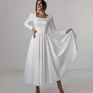 Corset wedding dress, minimalist,civil wedding dress, engagement dress, modest wedding dress, bridal shower dress, reception dress