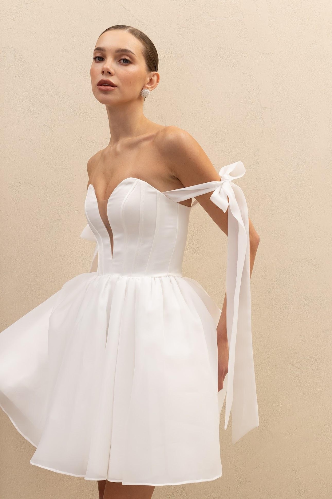 Mini Satin Wedding Dress: Lace Second Wedding, Fairy Bridal Shower - Etsy