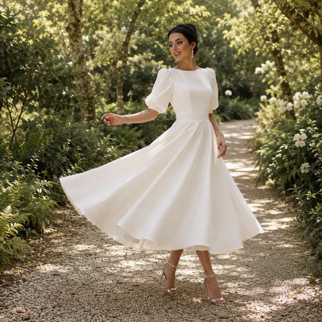 Simple Ankle Length Wedding Dress