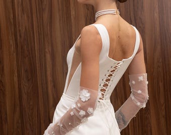 Cocktail corset wedding dress, custom bridal jacket, lace second wedding dress, mini engagement wedding dress, elopement wedding dress