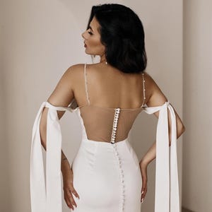 Satin Midi Wedding Dress - Comfortable Fit with Built-In Cups