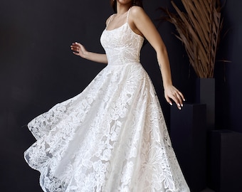 Vestido de novia midi, vestido de recepción, vestido de cóctel, vestido de compromiso, vestido de novia corto, vestido de novia de hadas, vestido de princesa, vestido de fiesta