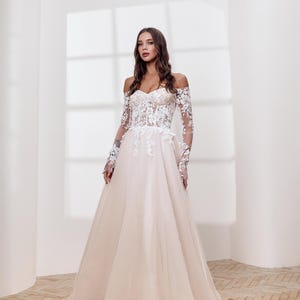 Lace wedding dress, modest maxi wedding dress, second reception custom wedding dress, boho fairy wedding dress