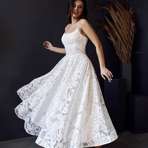 Midi wedding dress, reception dress, cocktail dress, engagement dress, short wedding dress, fairy wedding dress, princess dress, prom dress