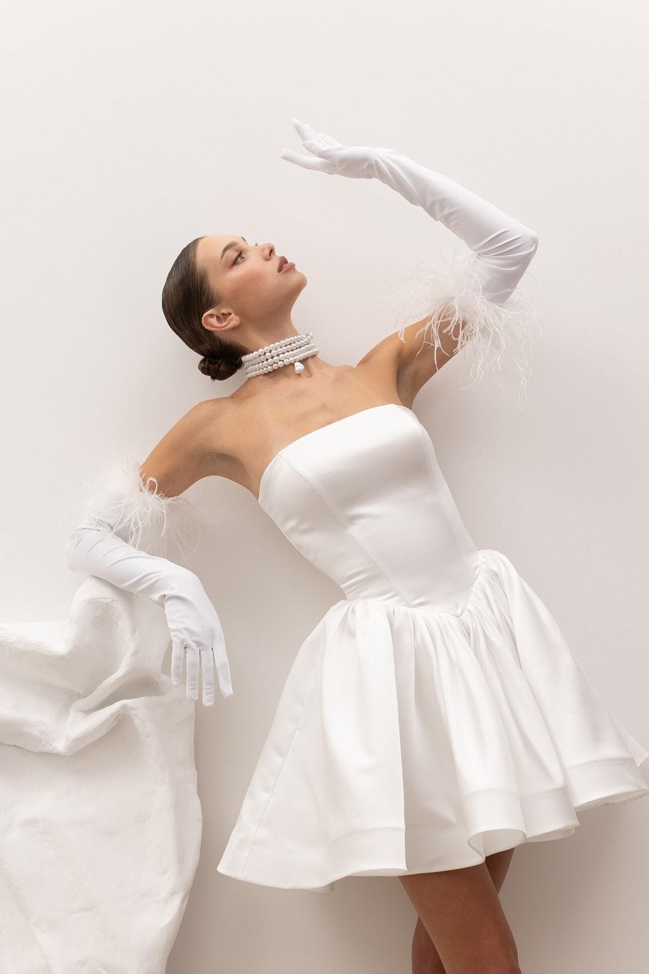 Mini Corset Satin Wedding Dress