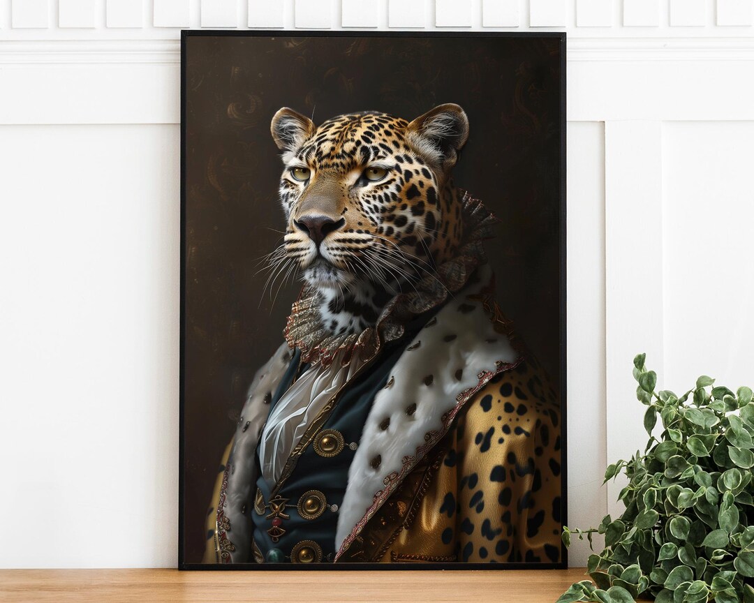 Vintage Leopard Portrait Poster, Altered Art Print, Digital Download ...