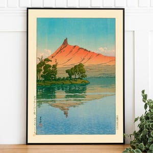 Vintage Kawase Hasui Japanese Poster, Japanese Lake Wall Art, Digital Download, Ukiyo-e Woodblock Prints, Japandi Decor
