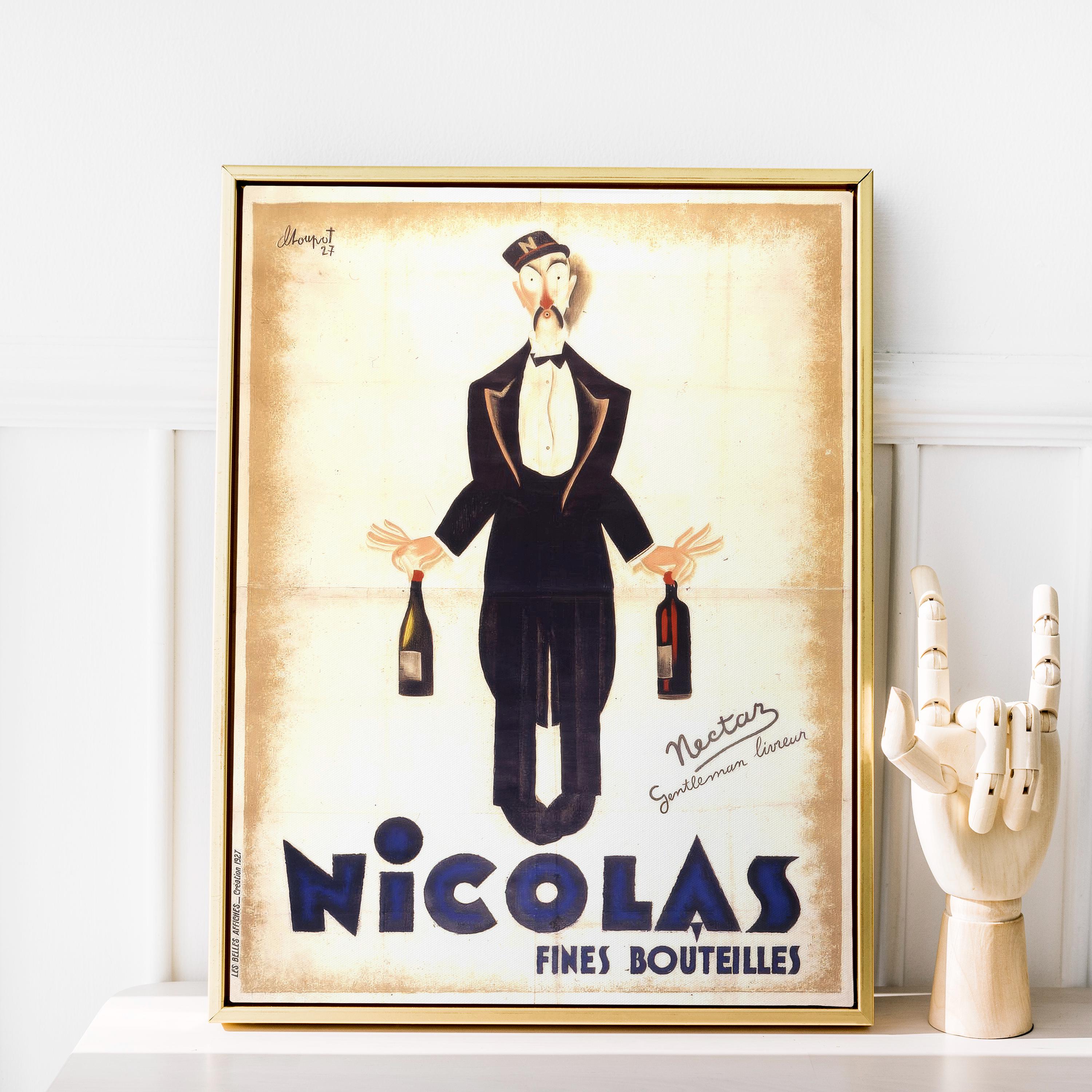 Vintage Nicolas Fine Wine Poster: Retro French Advertising