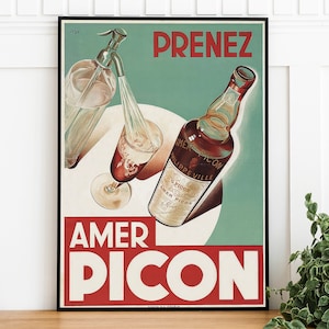 Vintage Werbung, Amer Picon Druck, digitaler Download, Retro druckbare Kunst Poster, trendige Wandkunst, Restaurant Kunstdruck, Print At Home