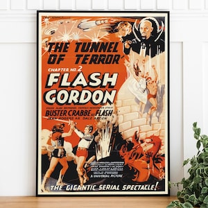 Classic Flash Gordon Movie Poster, Vintage Digital Download, Trendy Wall Art, Cinema Room Decor, Print At Home, Movie Geek Collectible