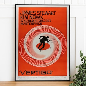 Classic Movie Poster | Vertigo by Alfred Hitchcock | Vintage Digital Download | Trendy Wall Art | Cinema Room Decor | Print At Home