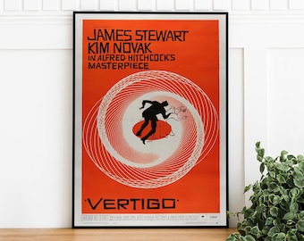 Classic Movie Poster | Vertigo by Alfred Hitchcock | Vintage Digital Download | Trendy Wall Art | Cinema Room Decor | Print At Home