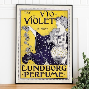 Vintage Perfume Poster, Digital Download, Retro Lundburg Perfume Art, Trendy Wall Art, Art Nouveau French Print