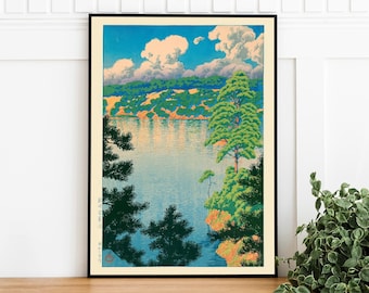 Vintage Kawase Hasui Print: Akisu Lake Japanese Art (Digital Download)