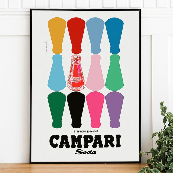 Vintage Campari Soda Print, Digital Download, Retro Printable Art Poster, Trendy Wall Art, Restaurant Art Print, Print At Home