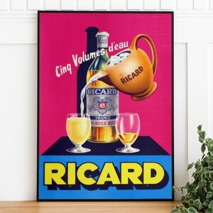 Vintage Ricard Werbeplakat, digitaler Download, Retro druckbare Kunst Plakat, trendige Wandkunst, Restaurant Kunstdruck, Druck zu Hause