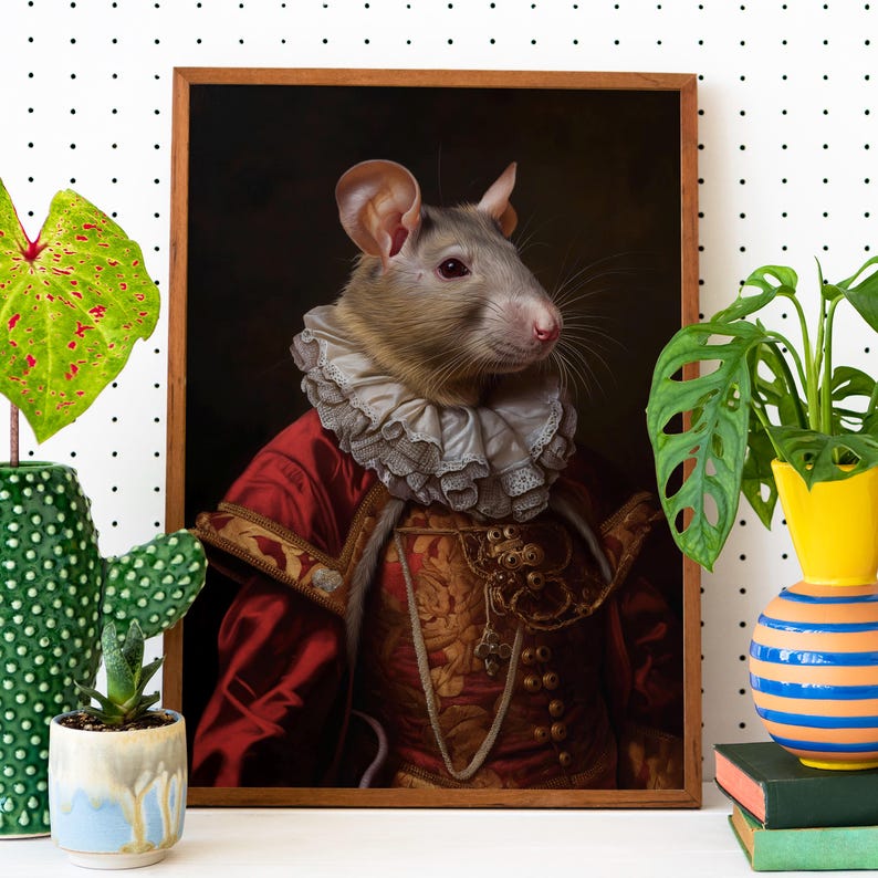 Vintage Rat Portrait Poster, Altered Art Print, Hare Digital Download ...