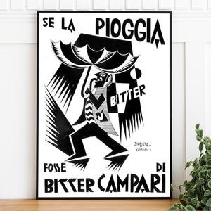 Poster Bitter Campari, download digitale, poster retrò stampabile, arte murale alla moda, stampa artistica per ristoranti, arredamento eclettico per la casa