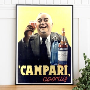 Vintage Campari Print, Trendy Wall Art, Digital Download, Retro Printable Art Poster, Art Nouveau French Print, Liquor Poster