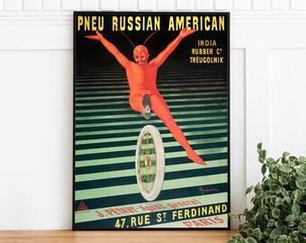 Vintage Russian American Circus Poster, Digital Download, Retro Printable Art Poster, Trendy Wall Art, Advertising Poster