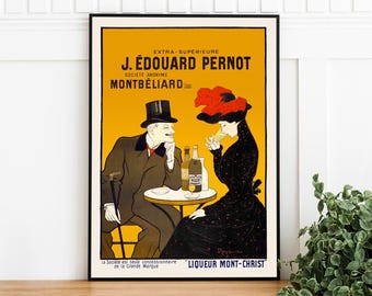 Vintage Pernot Poster | Digital Download | Retro Art Nouveau Print | French Wall Art | Restaurant Decor
