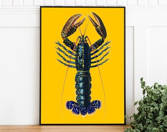 Lobster Art Print: Vibrant Coastal Kitchen Wall Decor (Digital Download)