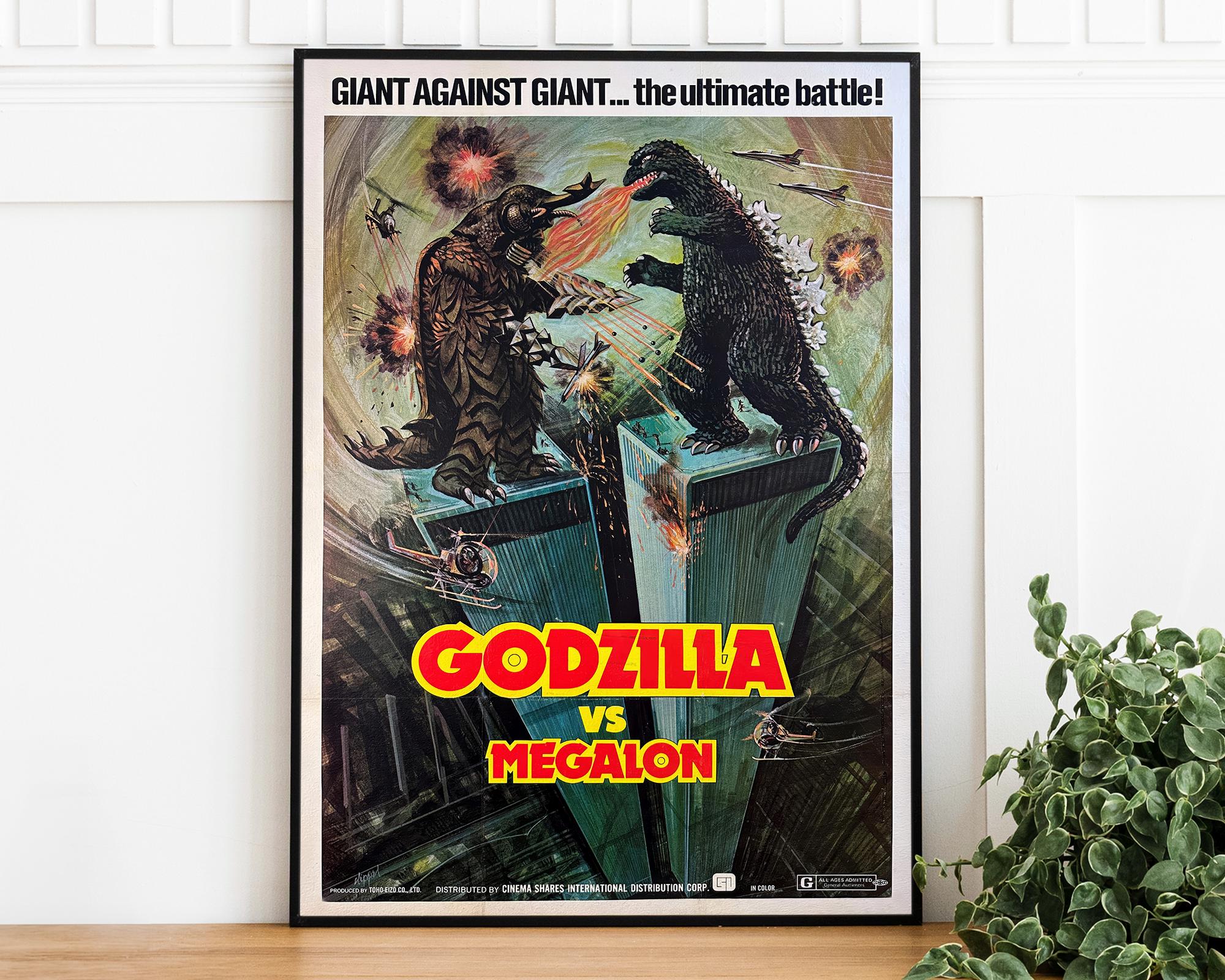 Classic Godzilla Vs Megalon Movie Poster, Vintage Digital Download
