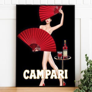 Vintage Campari Werbeplakat, digitaler Download, druckbare Kunst Poster, trendige Wandkunst, Retro Restaurant Kunstdruck