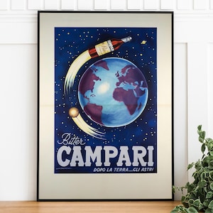 Vintage Bitter Campari Druck, Retro Werbeplakat, Trendige Wandkunst, Restaurant Dekor