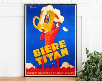 Vintage Biere Titan Poster: French Art Nouveau Print (Digital Download)