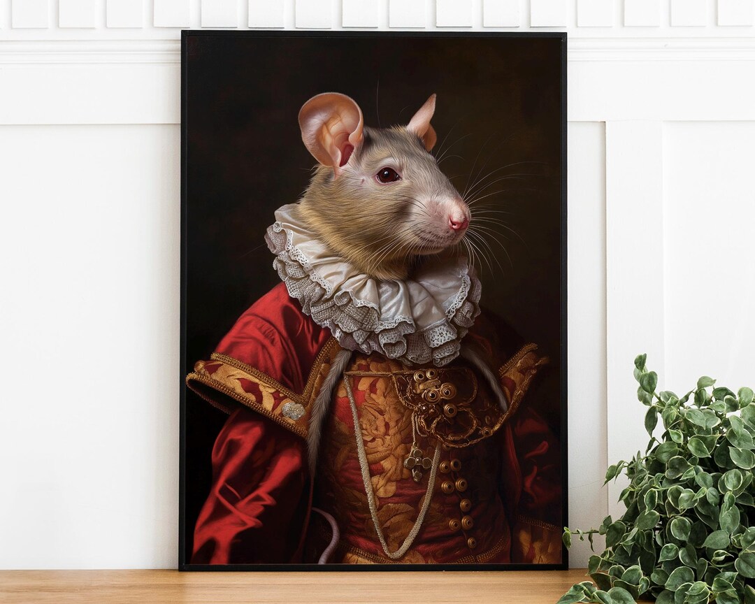 Fancy Rats Portrait Vintage Rat Portrait Poster, Altered Art Print, Hare Digital Download ...
