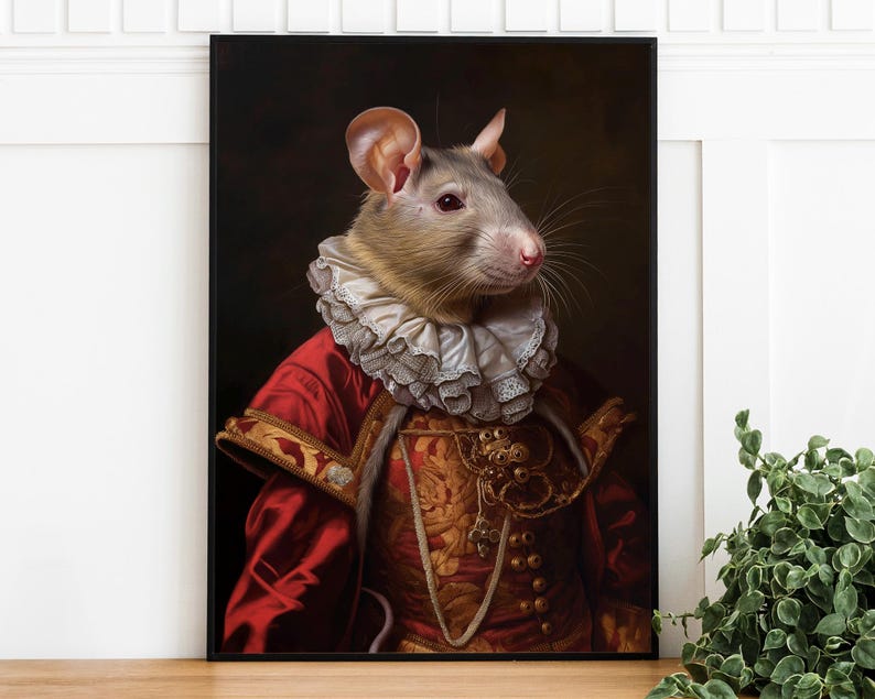 Vintage Rat Portrait Poster, Altered Art Print, Hare Digital Download ...