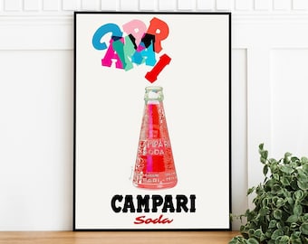 Vintage Campari Soda Print, Digital Download, Retro Printable Art Poster, Trendy Wall Art, Art Nouveau French Print