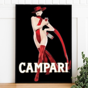 Berühmte Campari Werbeplakat, digitaler Download, druckbare Kunst Poster, trendige Wandkunst, Retro Restaurant Kunstdruck