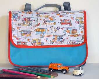 Cartable enfant en tissu enduit imperméable / maternelle et primaire