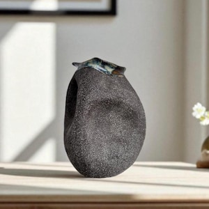 RA || Handmade Ceramic Vase || Sculptural Black Stoneware Vase || Organic Modern Form || Unique Decorative Pottery Art || Minimal Home Decor