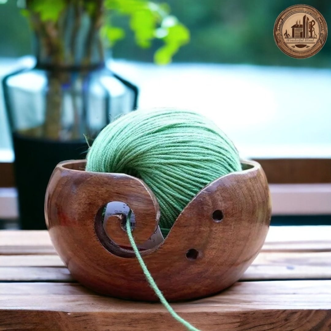Yarn Bowl, Crochet Yarn Holder, Wooden Yarn Bowl, Yarn Winder, Crochet