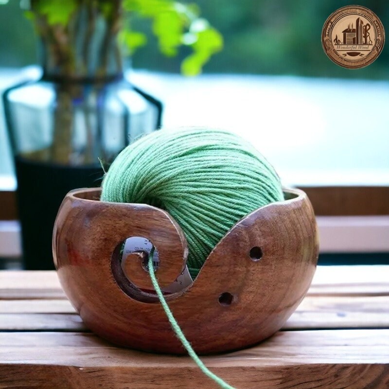 Yarn Bowl, Crochet Yarn Holder, Wooden Yarn Bowl, Yarn Winder, Crochet